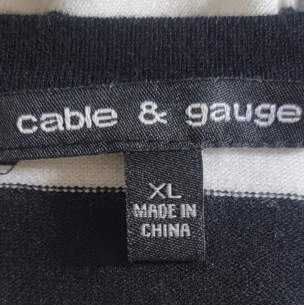 Cable & Gauge striped knit top blue black white scoop neck women's size XL - Picture 7 of 10